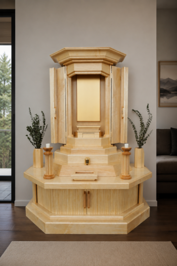 AR-950 Natural Lacquered Maple Butsudan and Stand