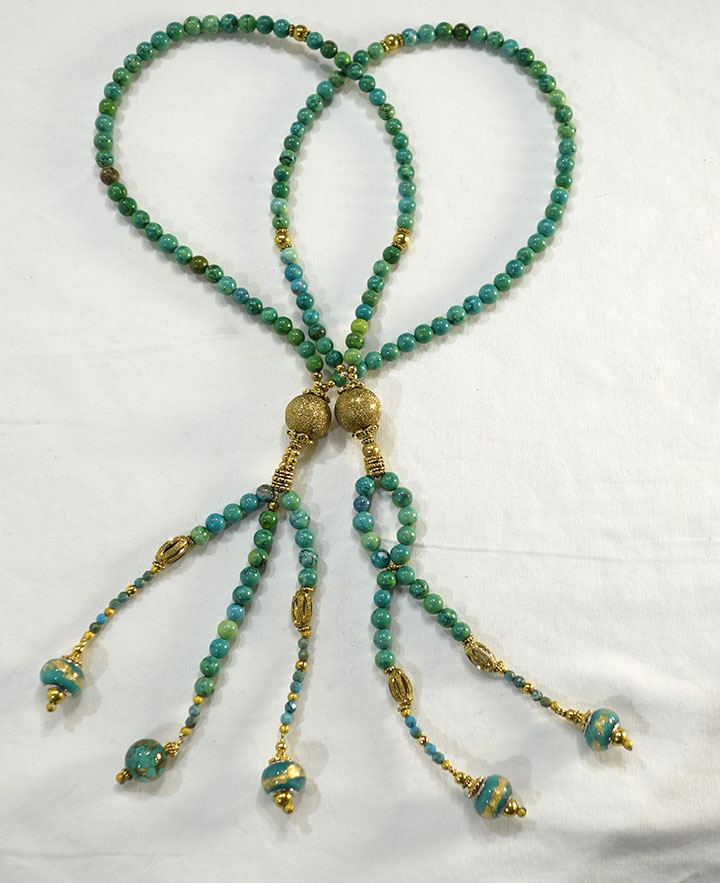 Turquoise beads with African Jade Accents - butsudan.com